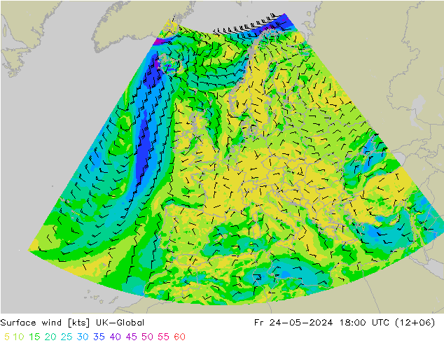 Vento 10 m UK-Global ven 24.05.2024 18 UTC