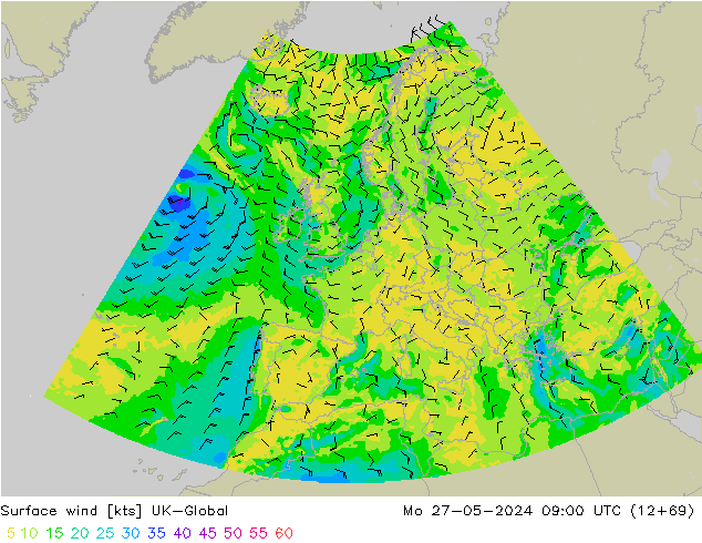 ветер 10 m UK-Global пн 27.05.2024 09 UTC