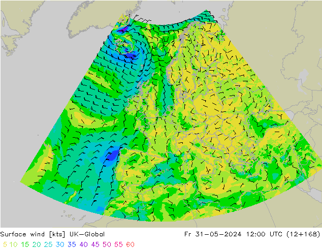 Surface wind UK-Global Fr 31.05.2024 12 UTC