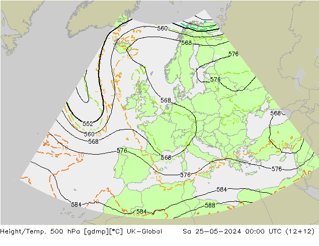 Height/Temp. 500 hPa UK-Global  25.05.2024 00 UTC