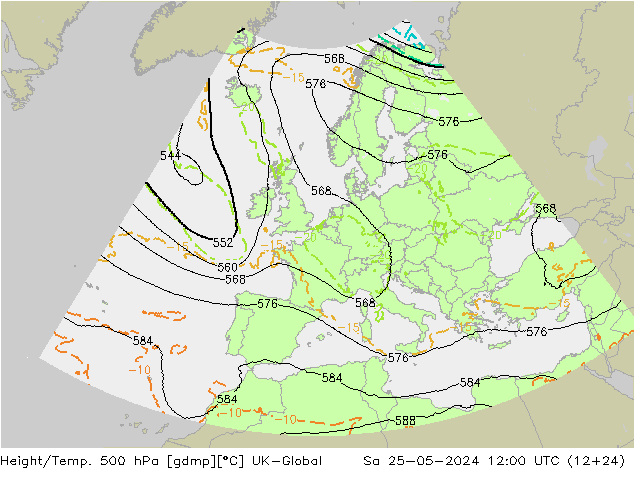 Height/Temp. 500 hPa UK-Global Sa 25.05.2024 12 UTC