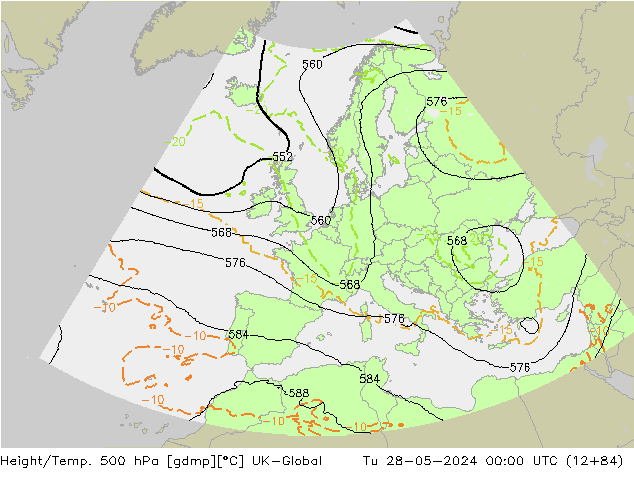 Height/Temp. 500 гПа UK-Global вт 28.05.2024 00 UTC