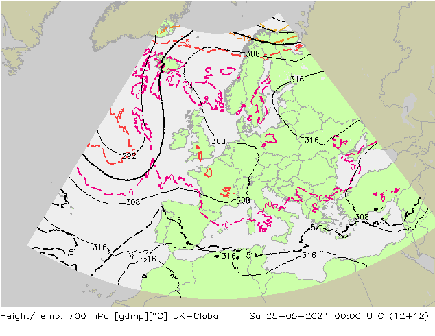 Yükseklik/Sıc. 700 hPa UK-Global Cts 25.05.2024 00 UTC