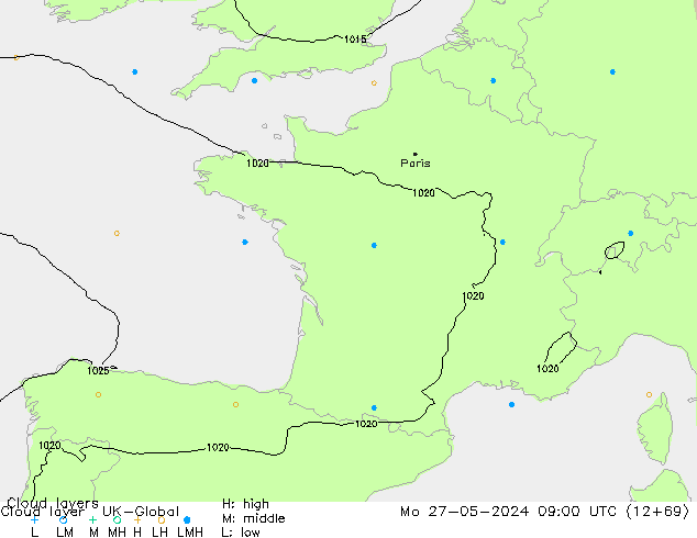 Cloud layer UK-Global Mo 27.05.2024 09 UTC