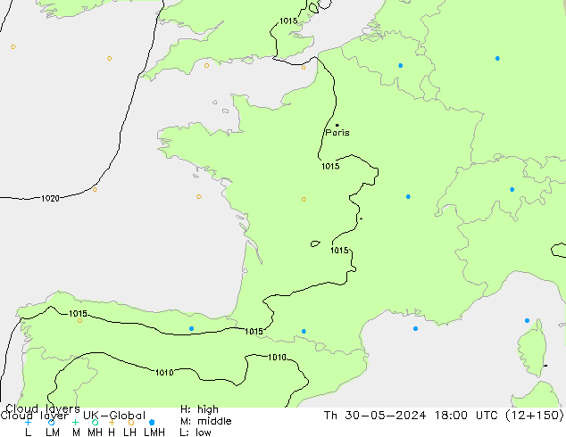 Cloud layer UK-Global Th 30.05.2024 18 UTC