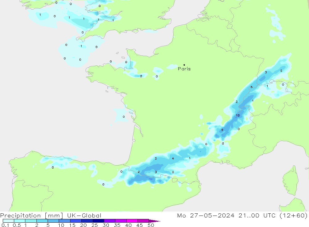 Precipitación UK-Global lun 27.05.2024 00 UTC