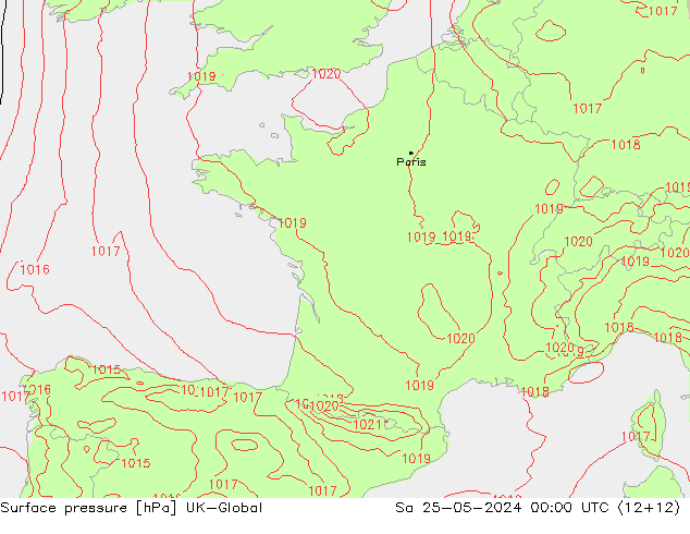 Surface pressure UK-Global Sa 25.05.2024 00 UTC