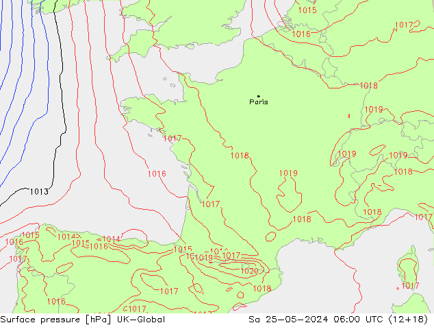 Surface pressure UK-Global Sa 25.05.2024 06 UTC