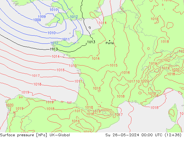 Surface pressure UK-Global Su 26.05.2024 00 UTC