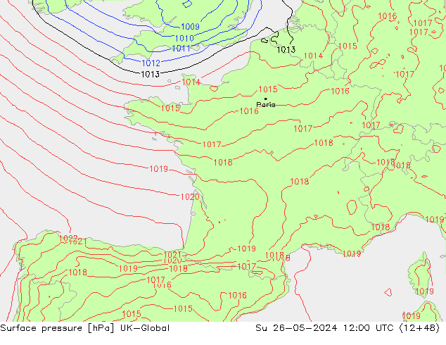 Surface pressure UK-Global Su 26.05.2024 12 UTC