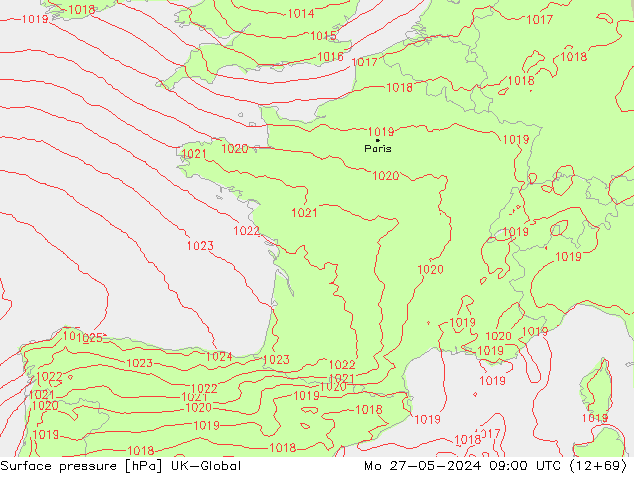 Luchtdruk (Grond) UK-Global ma 27.05.2024 09 UTC