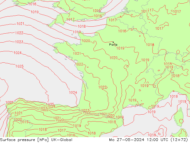 Luchtdruk (Grond) UK-Global ma 27.05.2024 12 UTC