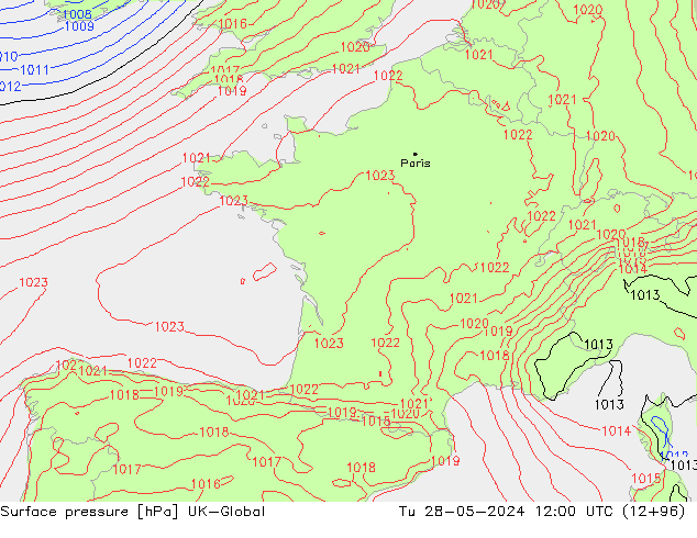 Surface pressure UK-Global Tu 28.05.2024 12 UTC