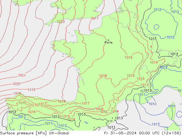 Surface pressure UK-Global Fr 31.05.2024 00 UTC