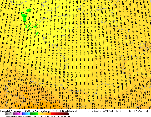 Height/Temp. 850 hPa UK-Global Fr 24.05.2024 15 UTC