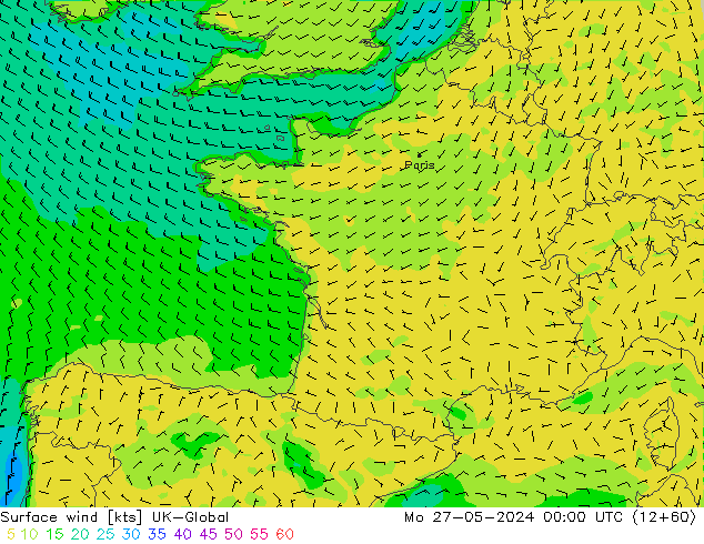 ветер 10 m UK-Global пн 27.05.2024 00 UTC