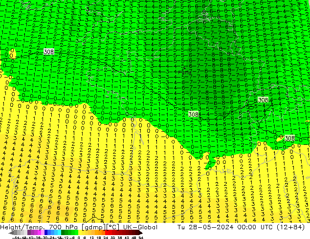 Height/Temp. 700 hPa UK-Global Ter 28.05.2024 00 UTC