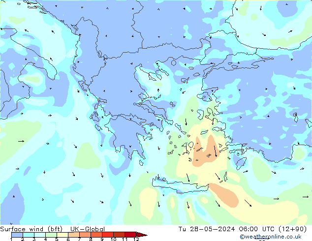 Vent 10 m (bft) UK-Global mar 28.05.2024 06 UTC