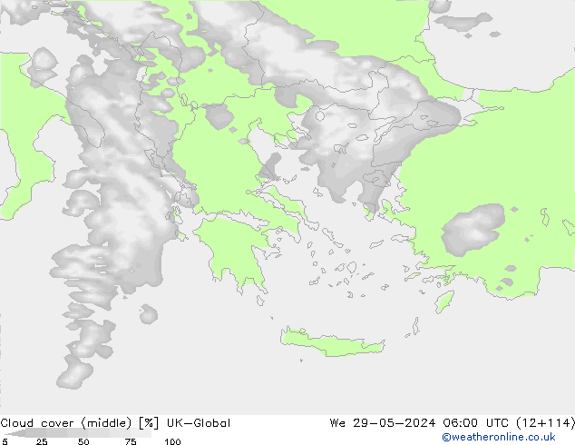 Cloud cover (middle) UK-Global We 29.05.2024 06 UTC