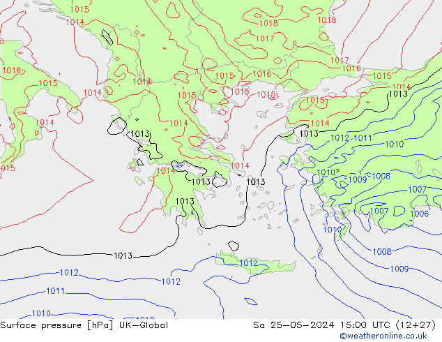 Surface pressure UK-Global Sa 25.05.2024 15 UTC