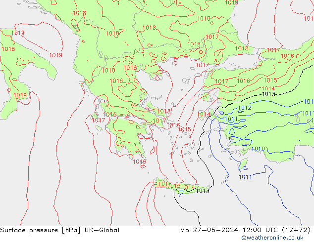 Surface pressure UK-Global Mo 27.05.2024 12 UTC