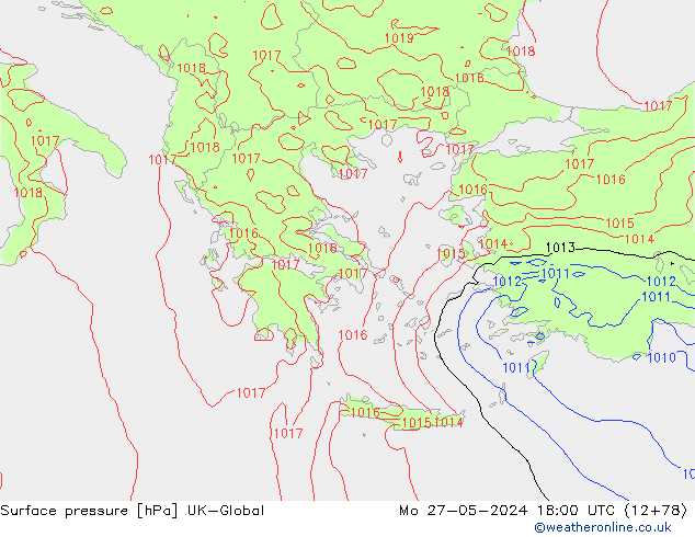 pressão do solo UK-Global Seg 27.05.2024 18 UTC