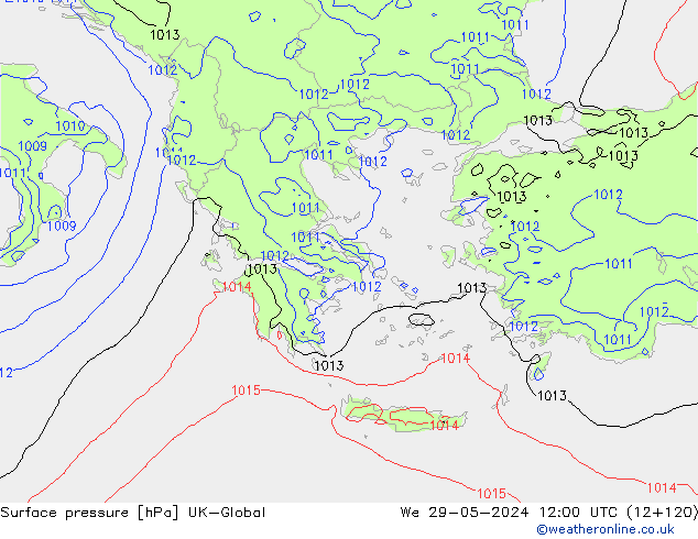 Surface pressure UK-Global We 29.05.2024 12 UTC