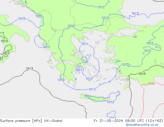 Presión superficial UK-Global vie 31.05.2024 06 UTC