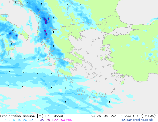 Totale neerslag UK-Global zo 26.05.2024 03 UTC