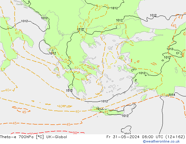 Theta-e 700гПа UK-Global пт 31.05.2024 06 UTC