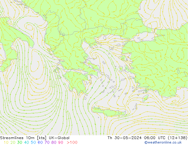 Streamlines 10m UK-Global Th 30.05.2024 06 UTC