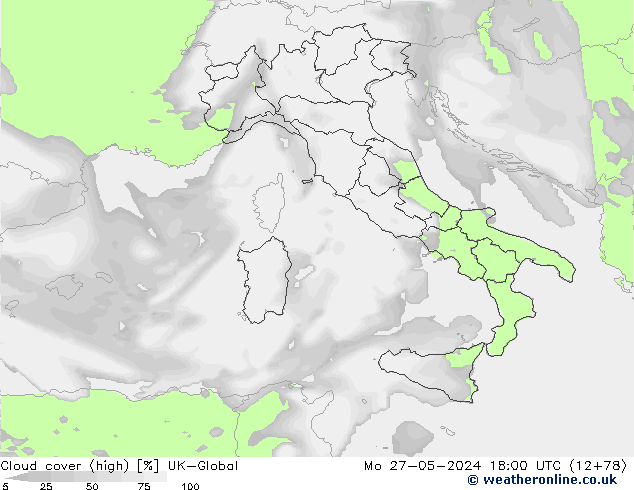 Nuages (élevé) UK-Global lun 27.05.2024 18 UTC