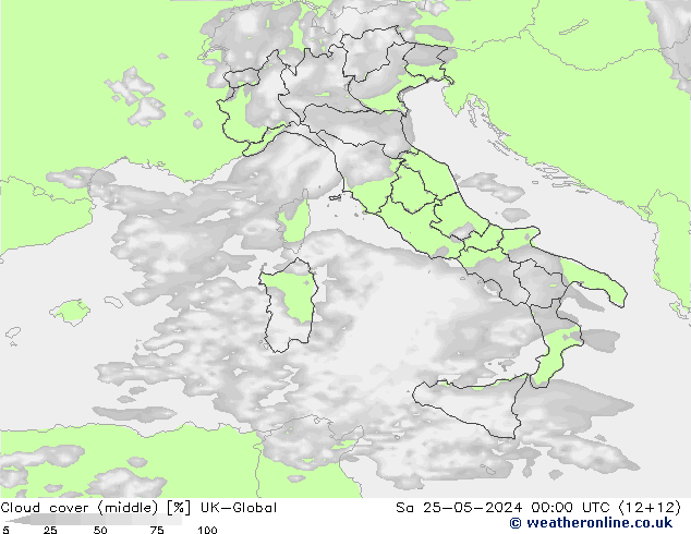 zachmurzenie (środk.) UK-Global so. 25.05.2024 00 UTC