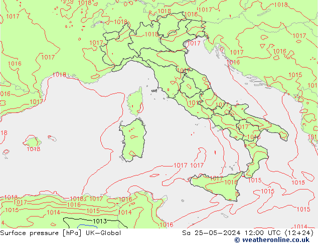 Atmosférický tlak UK-Global So 25.05.2024 12 UTC