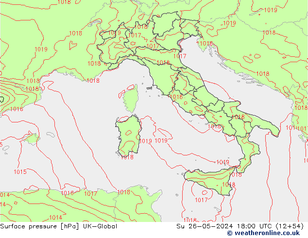 Atmosférický tlak UK-Global Ne 26.05.2024 18 UTC