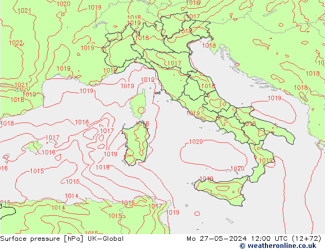 pression de l'air UK-Global lun 27.05.2024 12 UTC