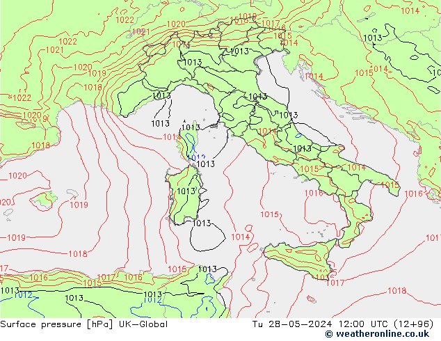 Yer basıncı UK-Global Sa 28.05.2024 12 UTC