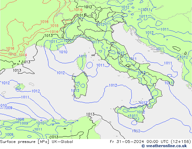 Luchtdruk (Grond) UK-Global vr 31.05.2024 00 UTC