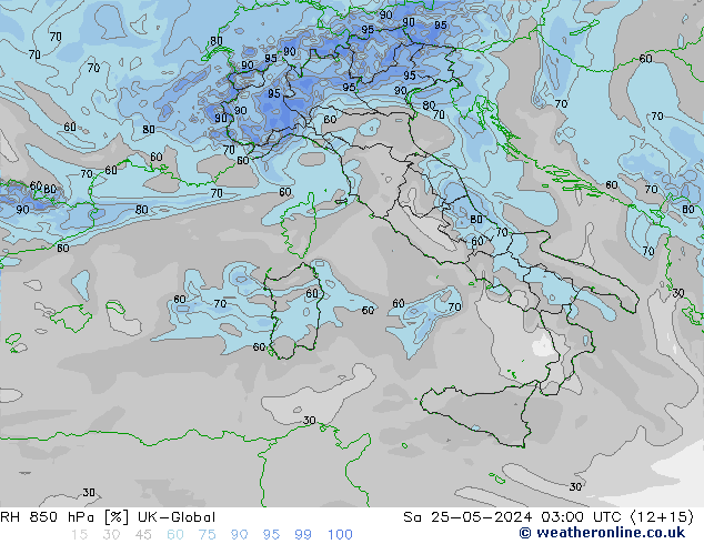 RH 850 hPa UK-Global Sa 25.05.2024 03 UTC