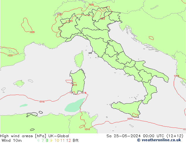 High wind areas UK-Global Sáb 25.05.2024 00 UTC