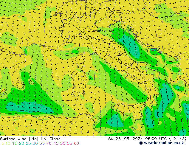 Rüzgar 10 m UK-Global Paz 26.05.2024 06 UTC