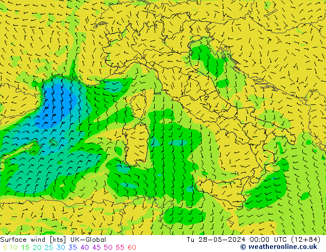 Surface wind UK-Global Tu 28.05.2024 00 UTC