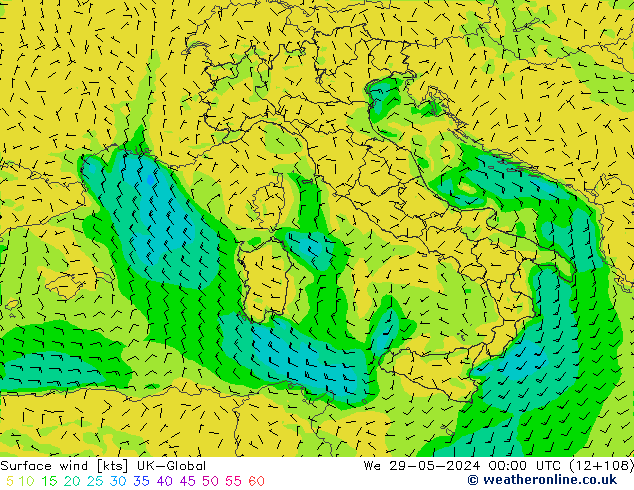 Surface wind UK-Global We 29.05.2024 00 UTC