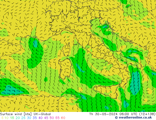 Rüzgar 10 m UK-Global Per 30.05.2024 06 UTC