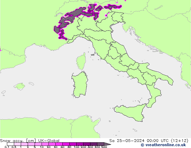 Snow accu. UK-Global Sa 25.05.2024 00 UTC