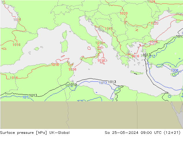 Surface pressure UK-Global Sa 25.05.2024 09 UTC