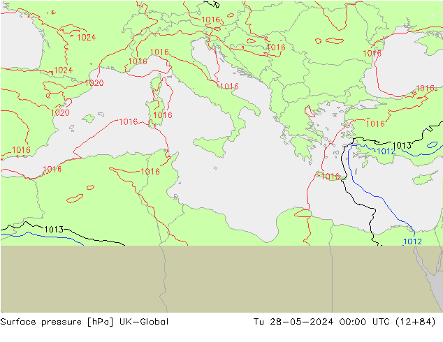 Surface pressure UK-Global Tu 28.05.2024 00 UTC