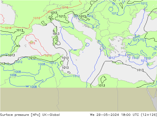 Surface pressure UK-Global We 29.05.2024 18 UTC