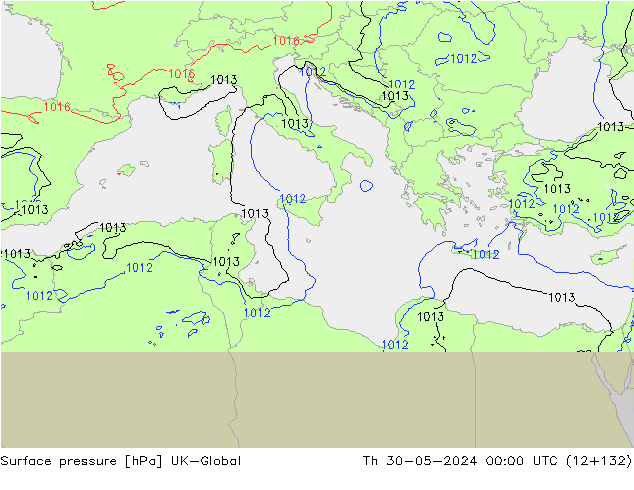 приземное давление UK-Global чт 30.05.2024 00 UTC