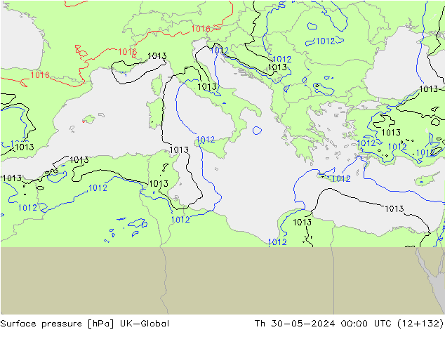 Presión superficial UK-Global jue 30.05.2024 00 UTC